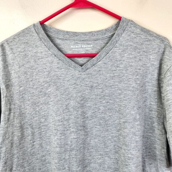 Richer Poorer Mens Short Sleeve Heather Gray V-Neck Cotton Blend Tee XL - Picture 2 of 7